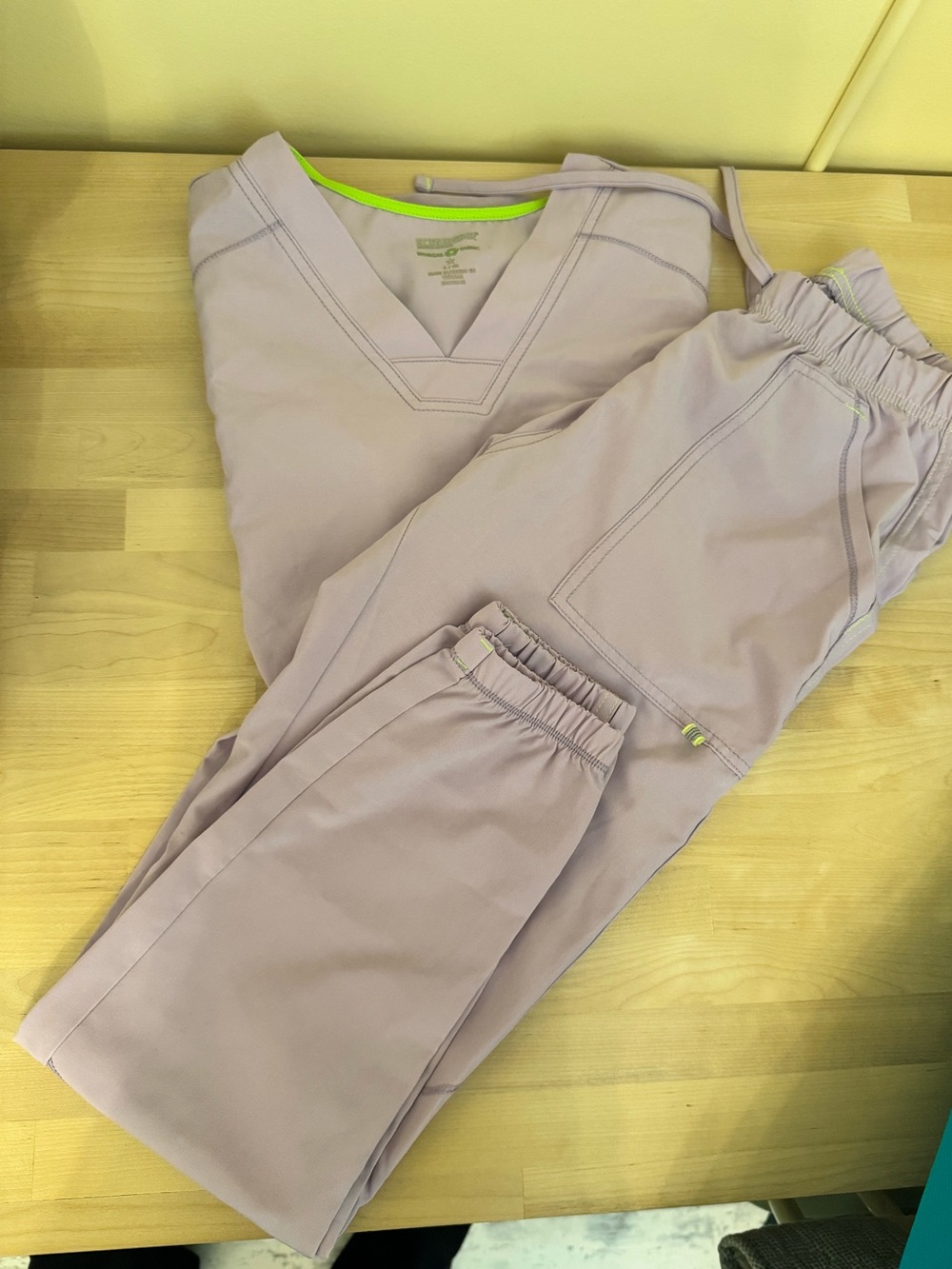 Scrubstar Women's Lavender Scrub Set with Lime Trim